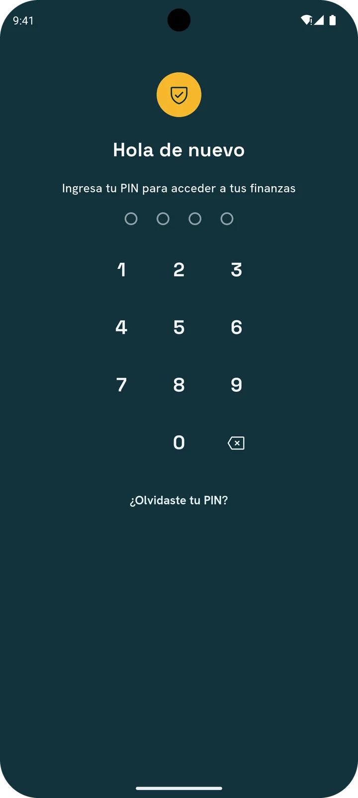 Pantalla de bloqueo de GROD: hola de nuevo, ingresa tu PIN.